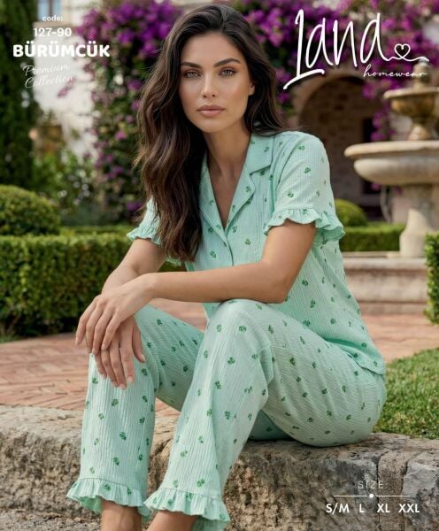 LANA 127-90 BÜRÜMCÜK GÖMLEK KISA KOL PİJAMA TK