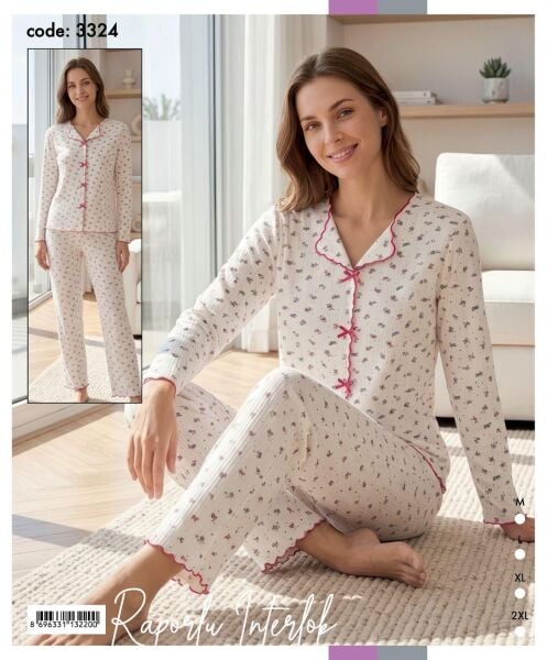 TİME MODA 3324 BAYAN FİYONKLU İNTERLOK PİJAMA TK
