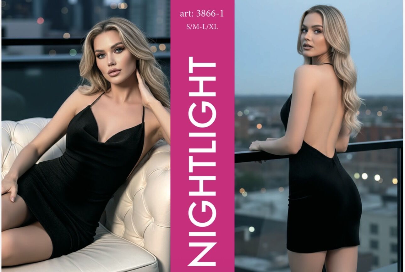 NIGHTLIGHT 3866-1 SİMLİ ELBİSE SİYAH
