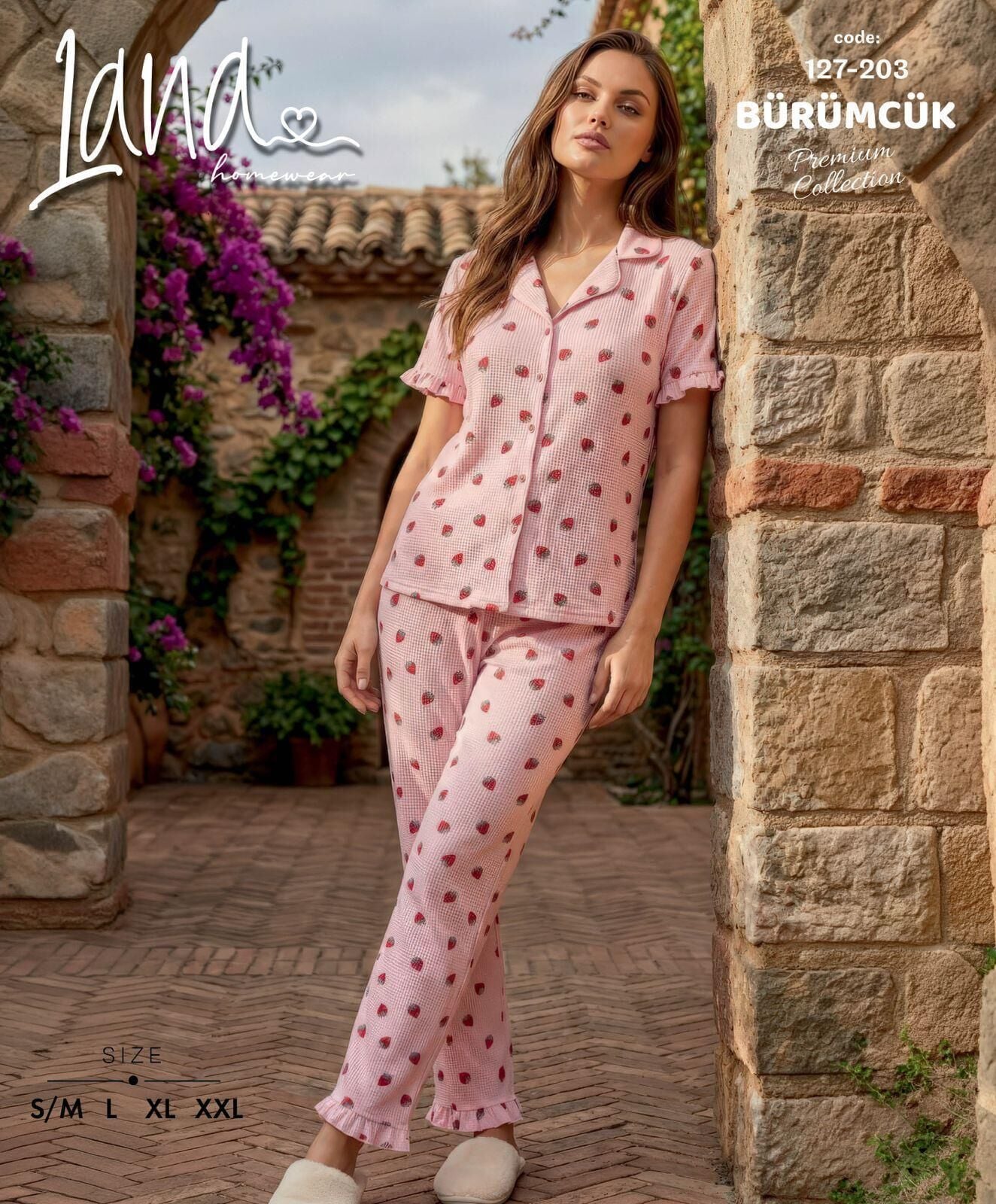 LANA 127-203 BÜRÜMCÜK GÖMLEK KISA KOL PİJAMA TK
