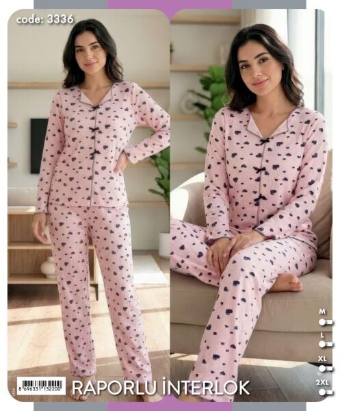TİME MODA 3336 BAYAN FİYONKLU İNTERLOK PİJAMA TK