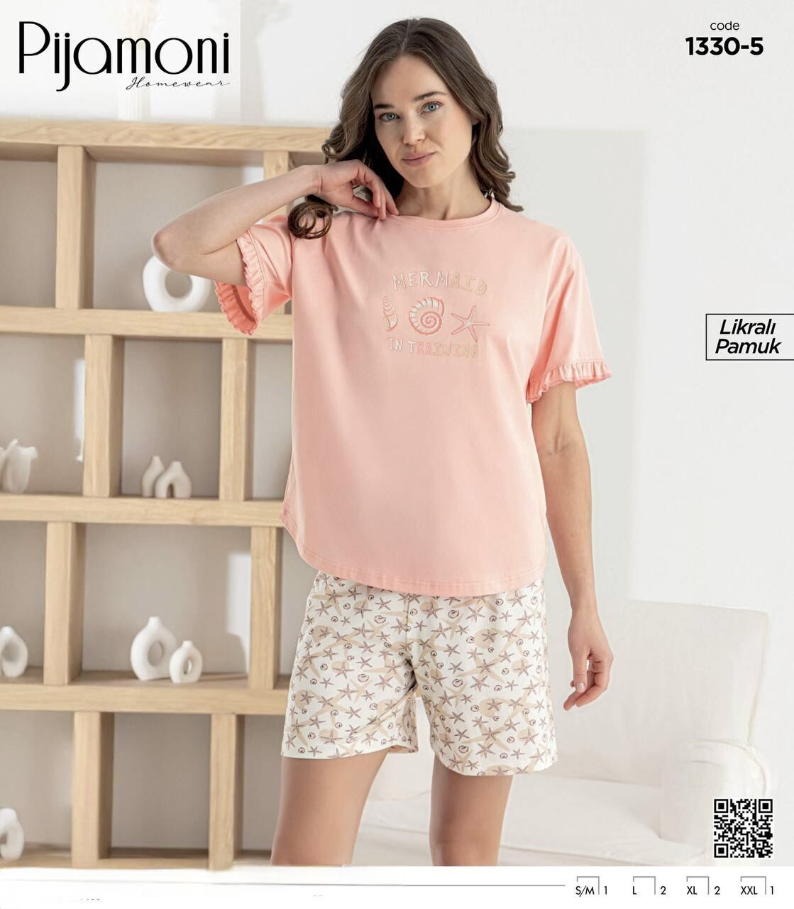 PİJAMONİ 1330-5 BAYAN KISAKOL ŞORTLU TAKIM