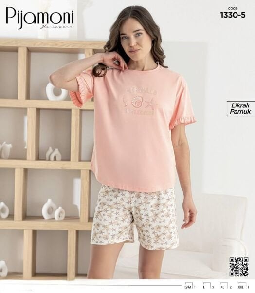 PİJAMONİ 1330-5 BAYAN KISAKOL ŞORTLU TAKIM
