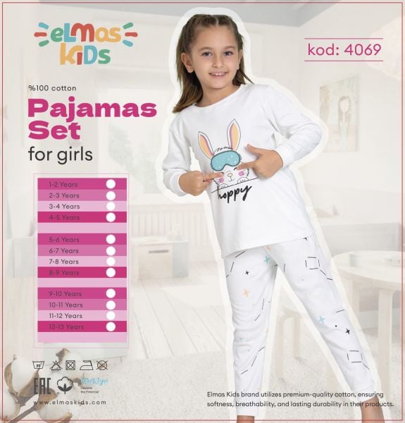 ELMAS 4069 KIZ ÇOCUK 1-5 YAŞ PİJAMA TAKIM