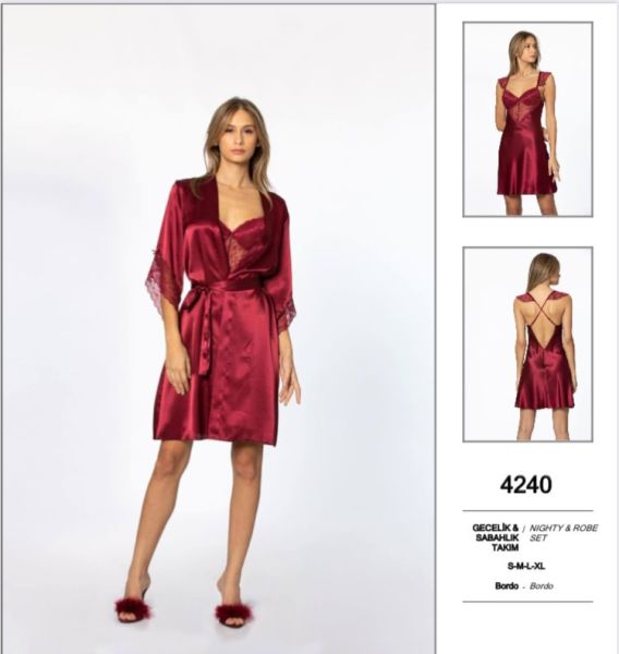 PİERRE CARDİN 4240 SATEN GECELİK SABAHLIK TAKIM