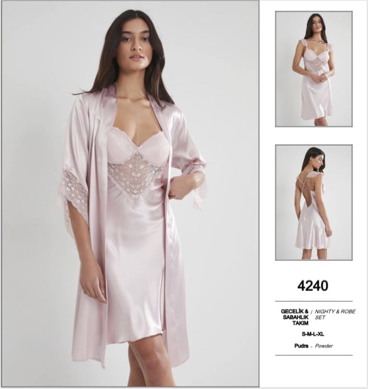 PİERRE CARDİN 4240 SATEN GECELİK SABAHLIK TAKIM