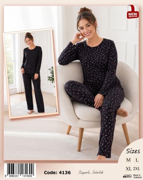 TİME MODA 4128 BAYAN BEYZİK İNTERLOK PİJAMA TK