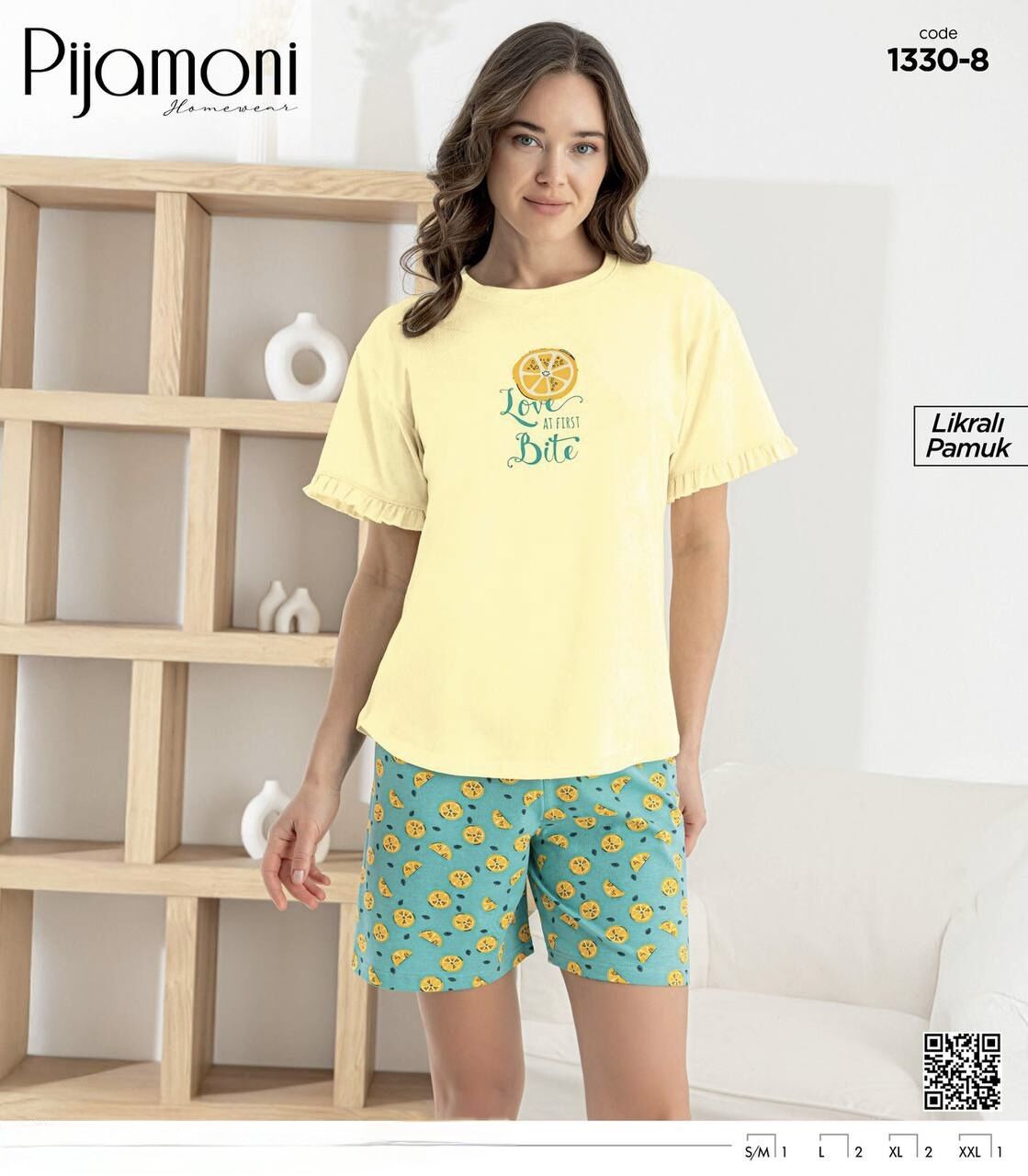 PİJAMONİ 1330-8 BAYAN KISAKOL ŞORTLU TAKIM