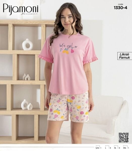 PİJAMONİ 1330-4 BAYAN KISAKOL ŞORTLU TAKIM