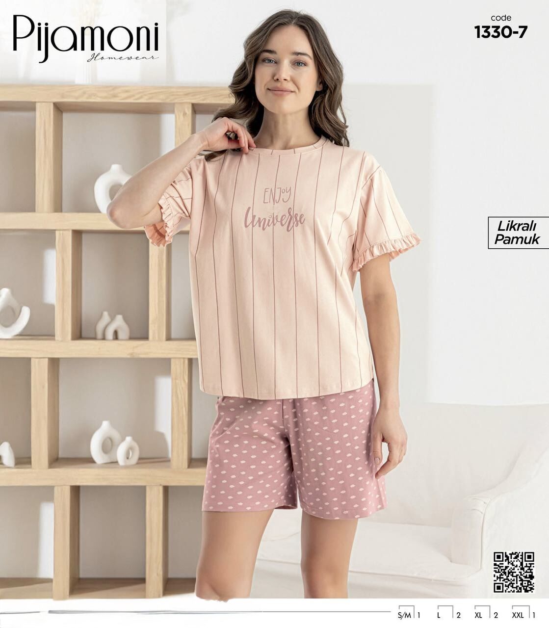 PİJAMONİ 1330-7 BAYAN KISAKOL ŞORTLU TAKIM