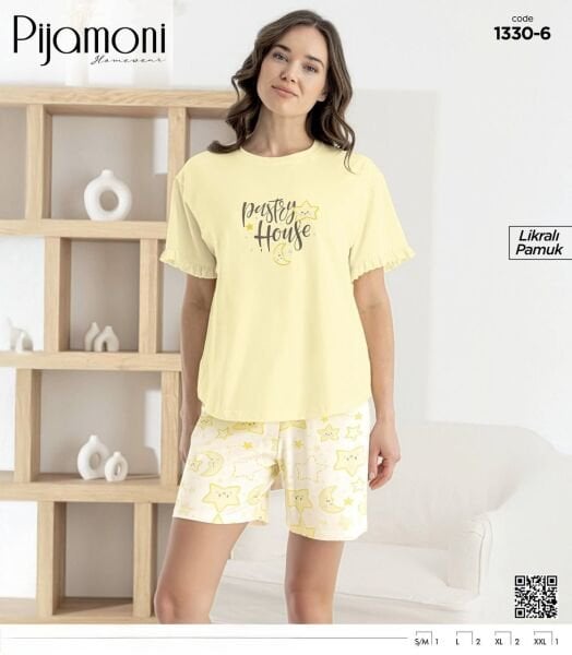 PİJAMONİ 1330-6 BAYAN KISAKOL ŞORTLU TAKIM
