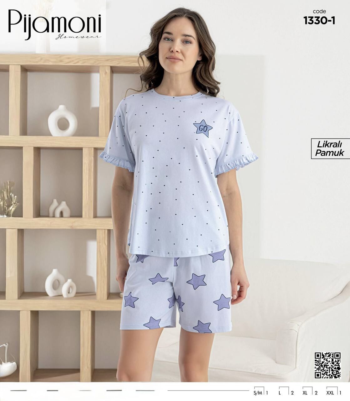 PİJAMONİ 1330-1 BAYAN KISAKOL ŞORTLU TAKIM