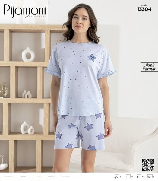 PİJAMONİ 1330-1 BAYAN KISAKOL ŞORTLU TAKIM