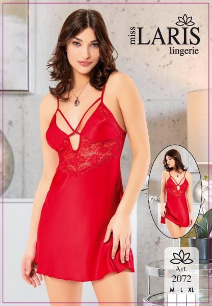 MİSS LARİS 2072 SATEN KISA GECELİK KIRMIZI