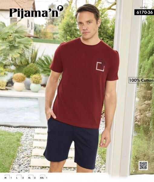 PİJAMAN 6170-36 ERKEK PENYE KISAKOL ŞORTLU TAKIM