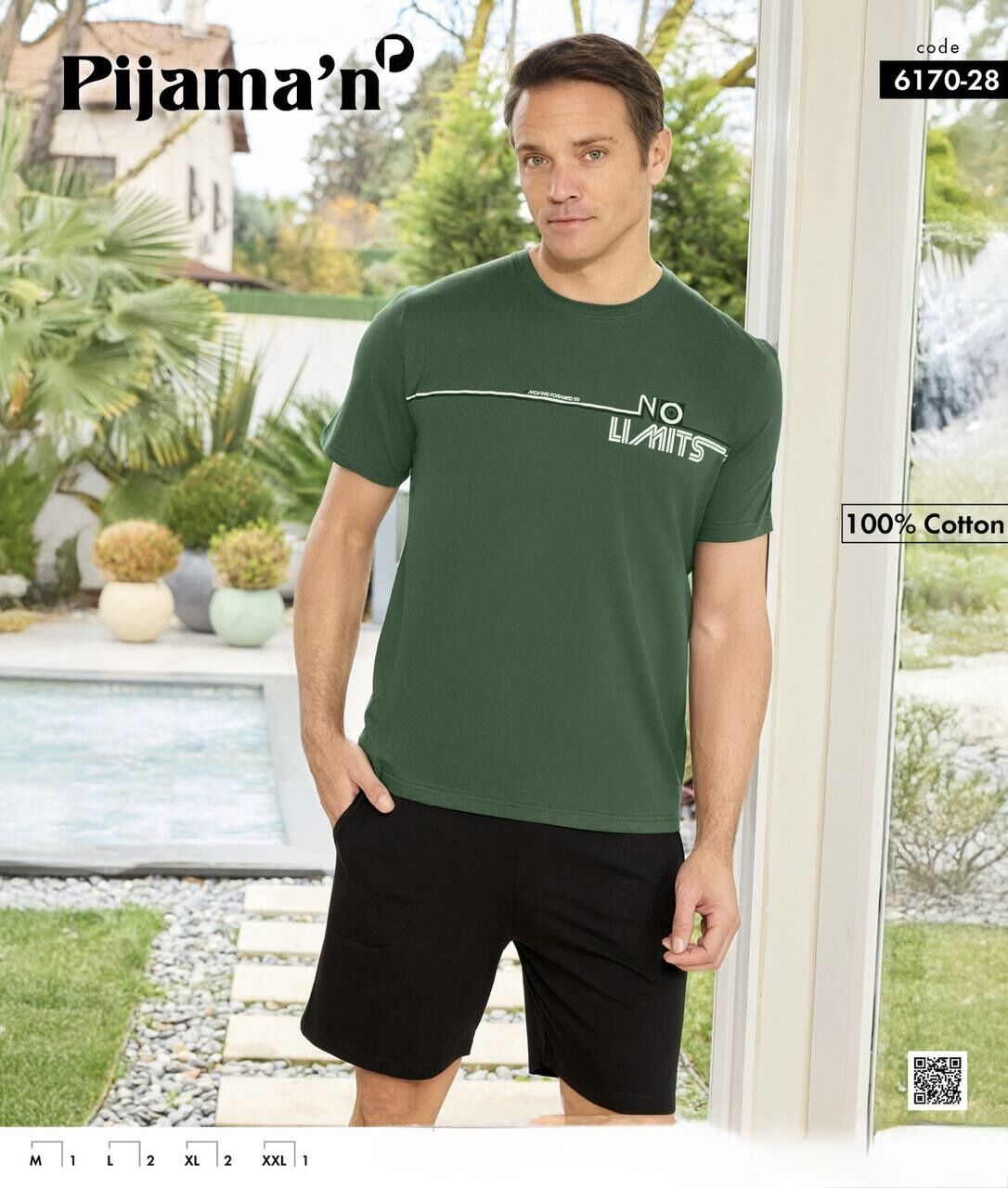 PİJAMAN 6170-28 ERKEK PENYE KISAKOL ŞORTLU TAKIM