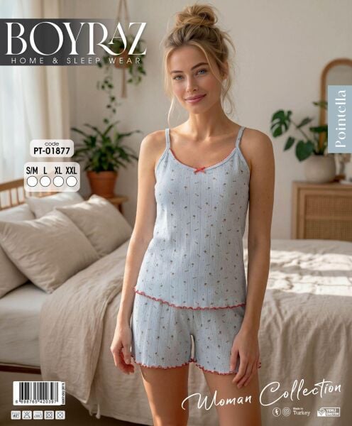 BOYRAZ 01877 POİNTELLA İPASKI ŞORTLU PİJAMA TAKIM