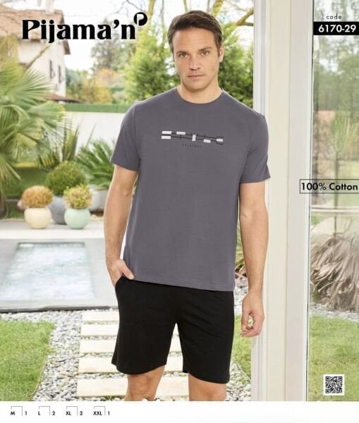 PİJAMAN 6170-29 ERKEK PENYE KISAKOL ŞORTLU TAKIM