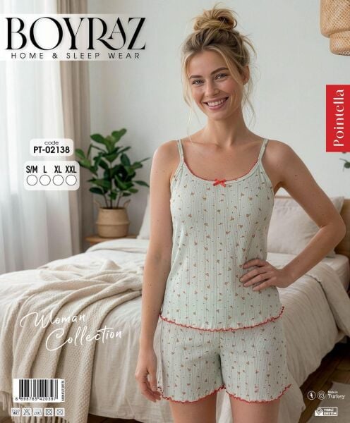 BOYRAZ 02138 POİNTELLA İPASKI ŞORTLU PİJAMA TAKIM