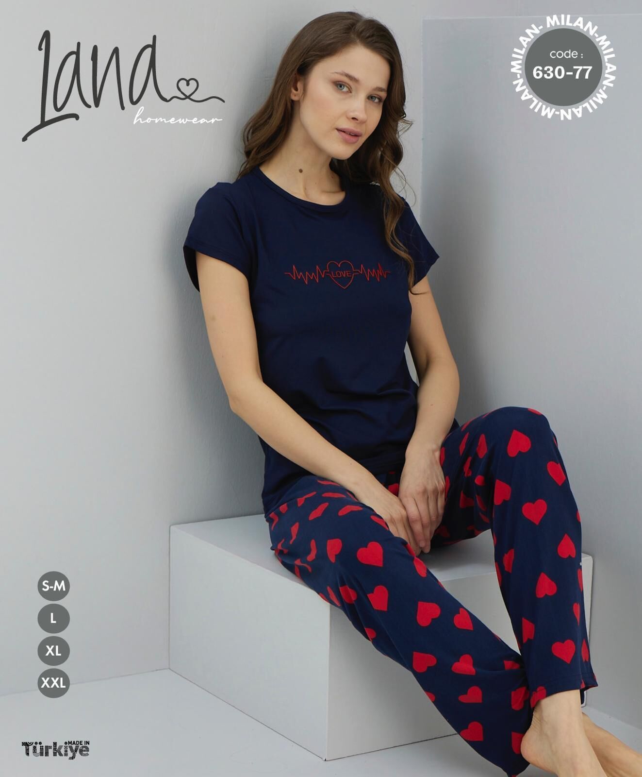 LANA 630-77 BAYAN MİLAN KISA KOL PİJAMA TAKIM