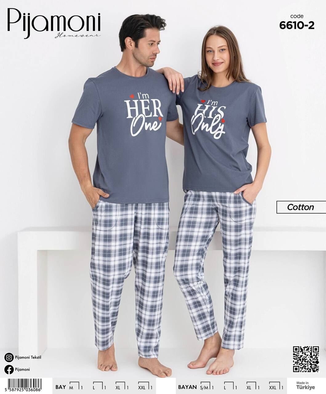 PİJAMONİ 6610-2 SÜPREM ÇİFT KOMBİN KISA KOL TAKIM