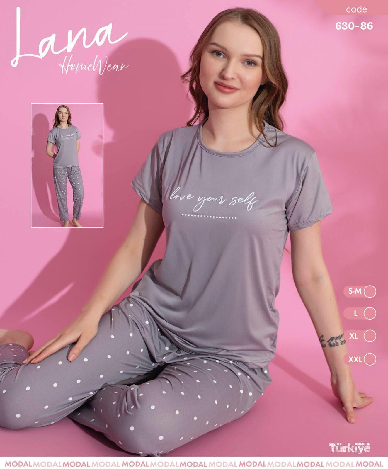 LANA 630-86 BAYAN MİLAN KISA KOL PİJAMA TAKIM