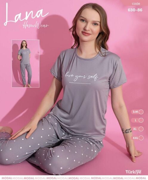 LANA 630-86 BAYAN MİLAN KISA KOL PİJAMA TAKIM