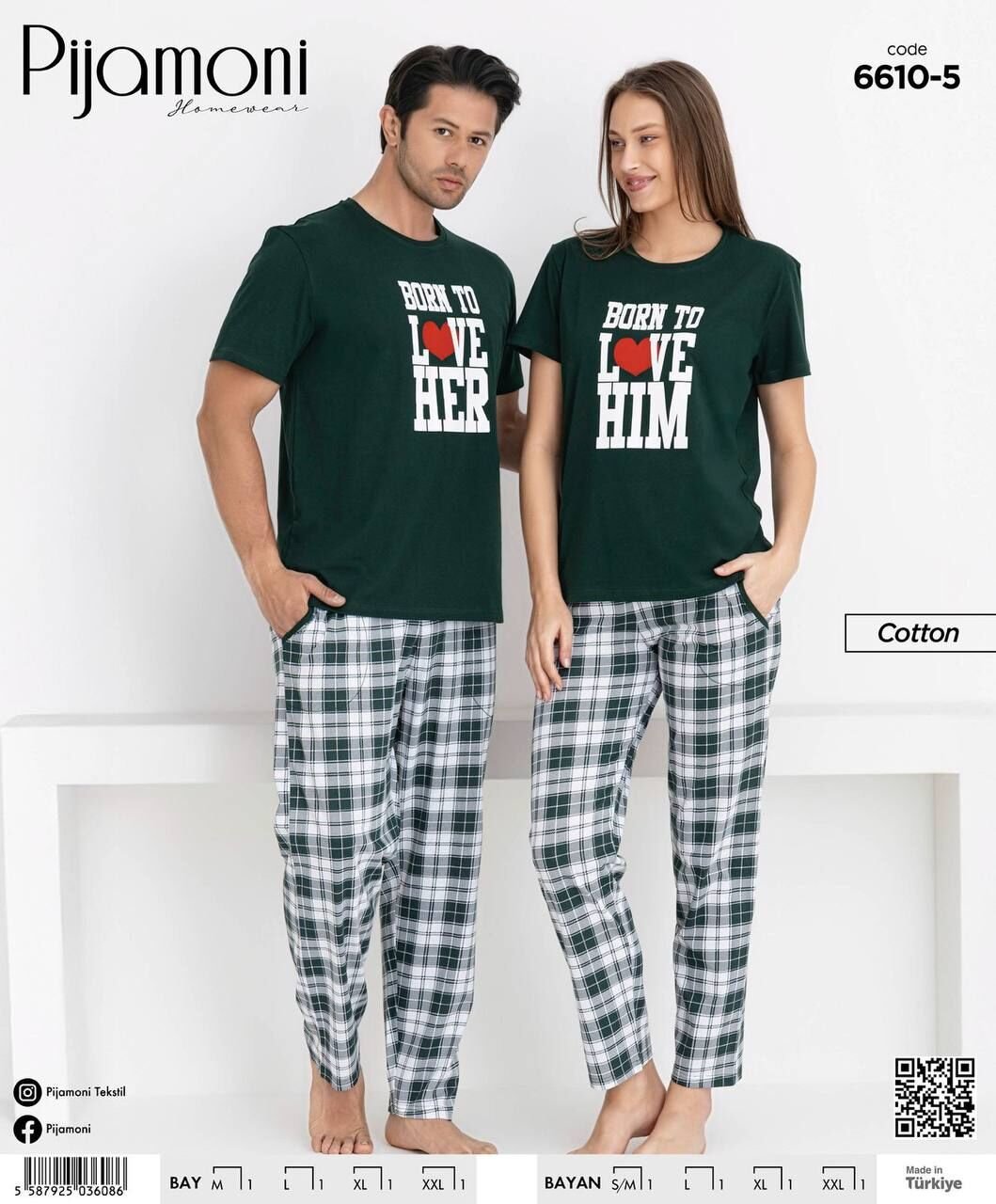 PİJAMONİ 6610-5 SÜPREM ÇİFT KOMBİN KISA KOL TAKIM