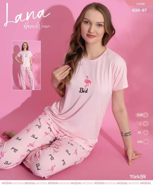 LANA 630-87 BAYAN MİLAN KISA KOL PİJAMA TAKIM