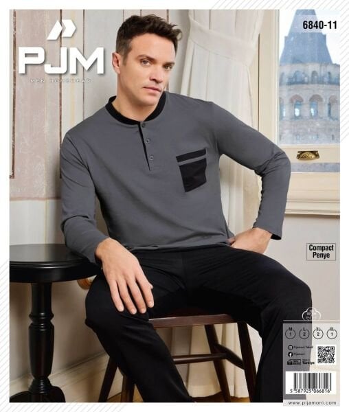 PJM 6840-11 ERKEK PENYE 3 DÜĞME PİJAMA TAKIM