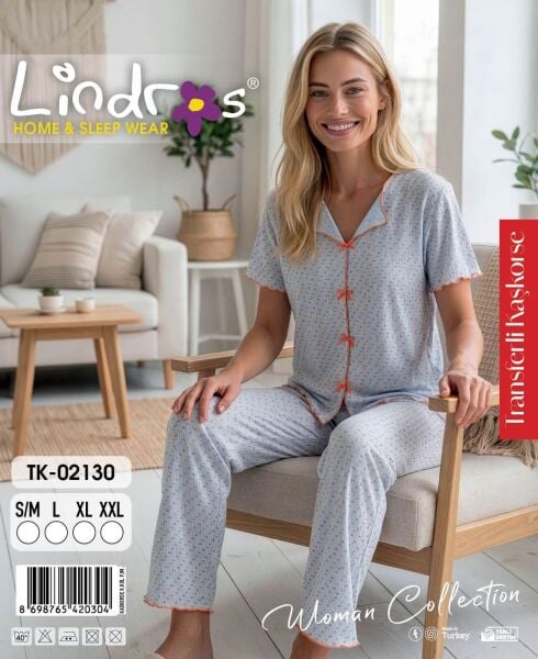 LİNDROS 02130 KAŞKORSE KISA KOL PİJAMA TAKIM