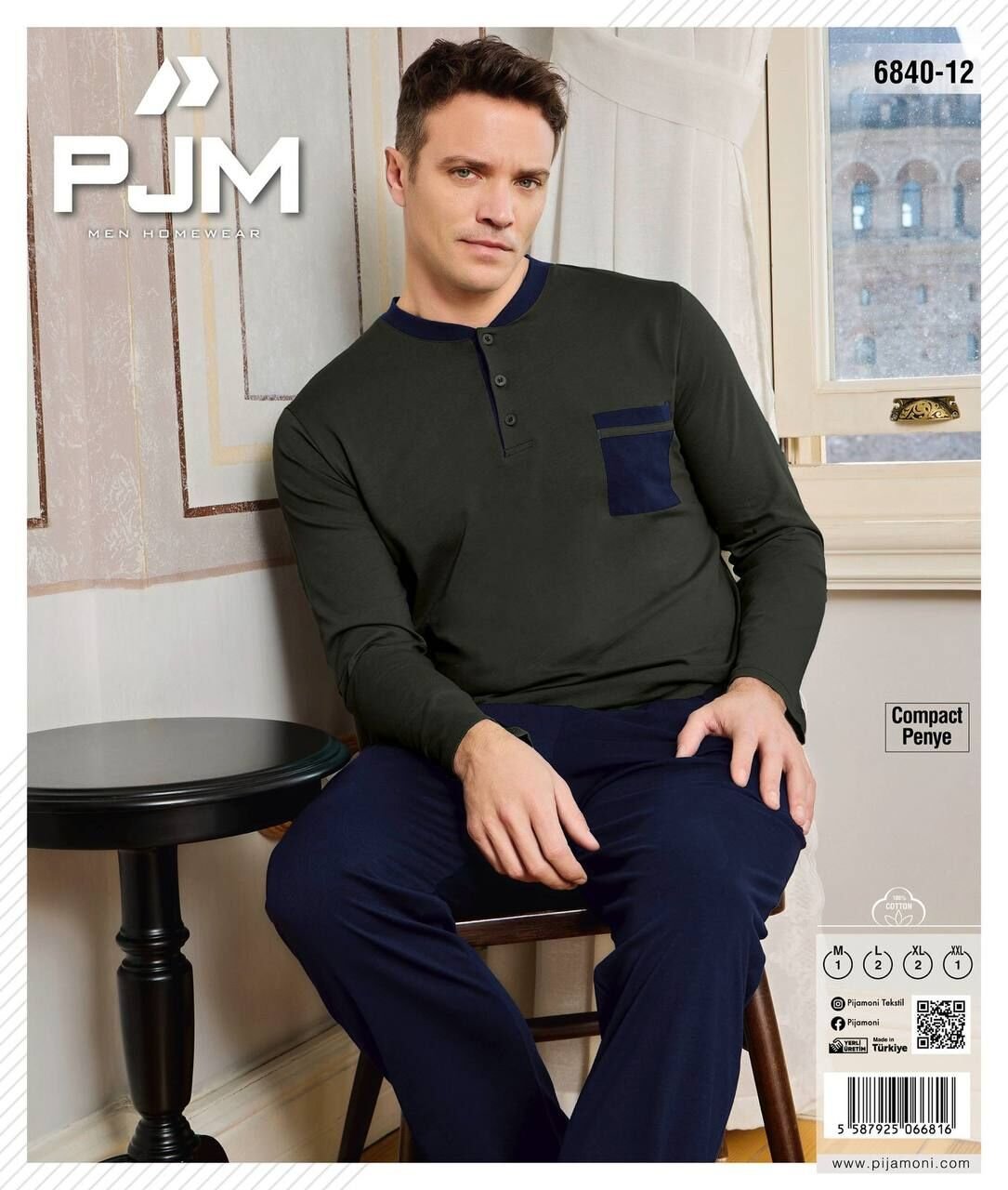 PJM 6840-12 ERKEK PENYE 3 DÜĞME PİJAMA TAKIM