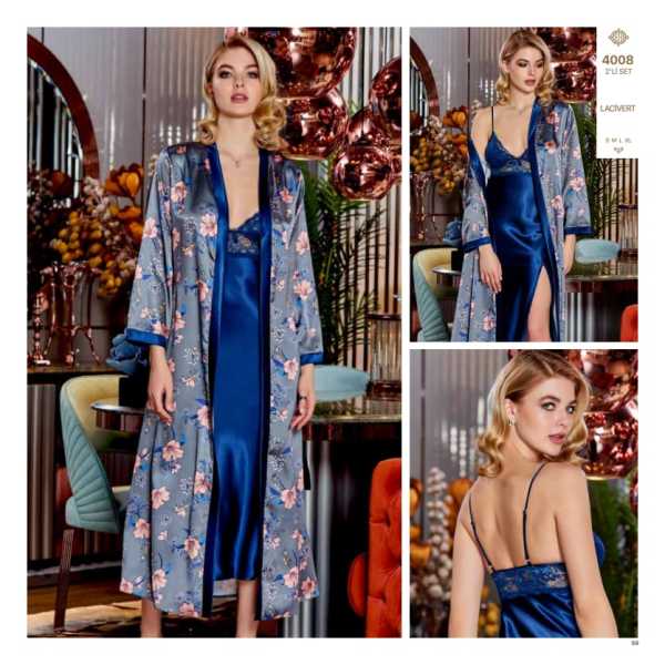 JEREMİ 4008 SATEN UZUN 2 Lİ GECELİK TAKIM
