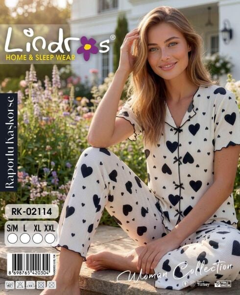 LİNDROS 02114 KAŞKORSE KISA KOL PİJAMA TAKIM