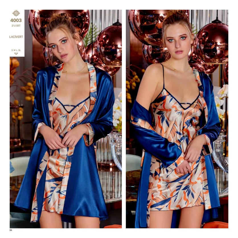 JEREMİ 4003 SATEN KISA 2 Lİ GECELİK TAKIM