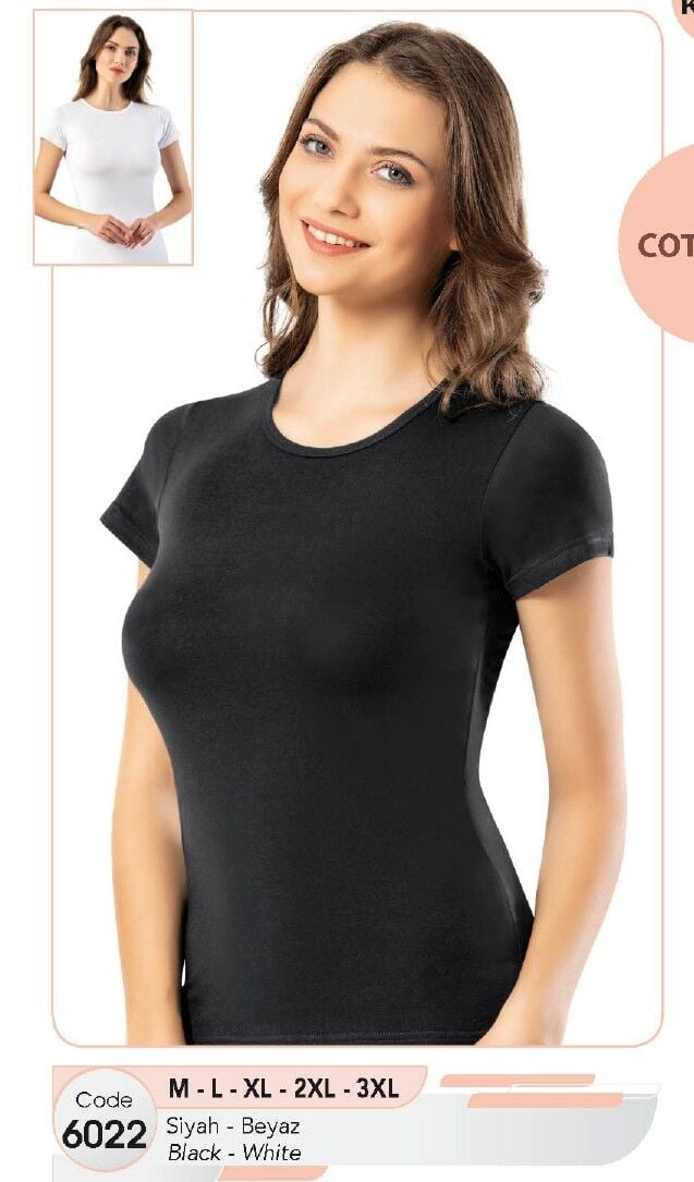 KOTA 6022 BAYAN KISA KOL T-SHIRT 2XL-3XL