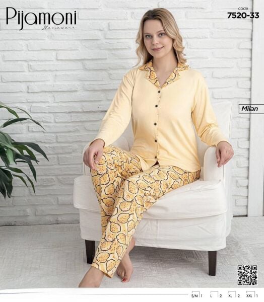 PİJAMONİ 7520-33 BAYAN MİLAN GÖMLEK PİJAMA TAKIM