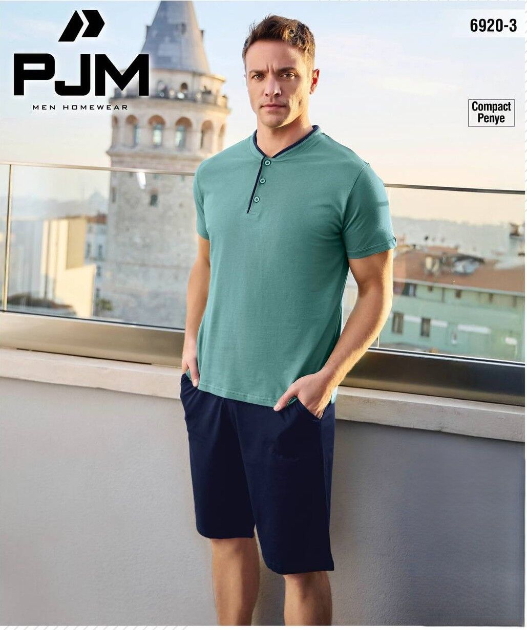 PJM 6920-3 ERKEK PENYE KISA KOL PİJAMA TAKIM