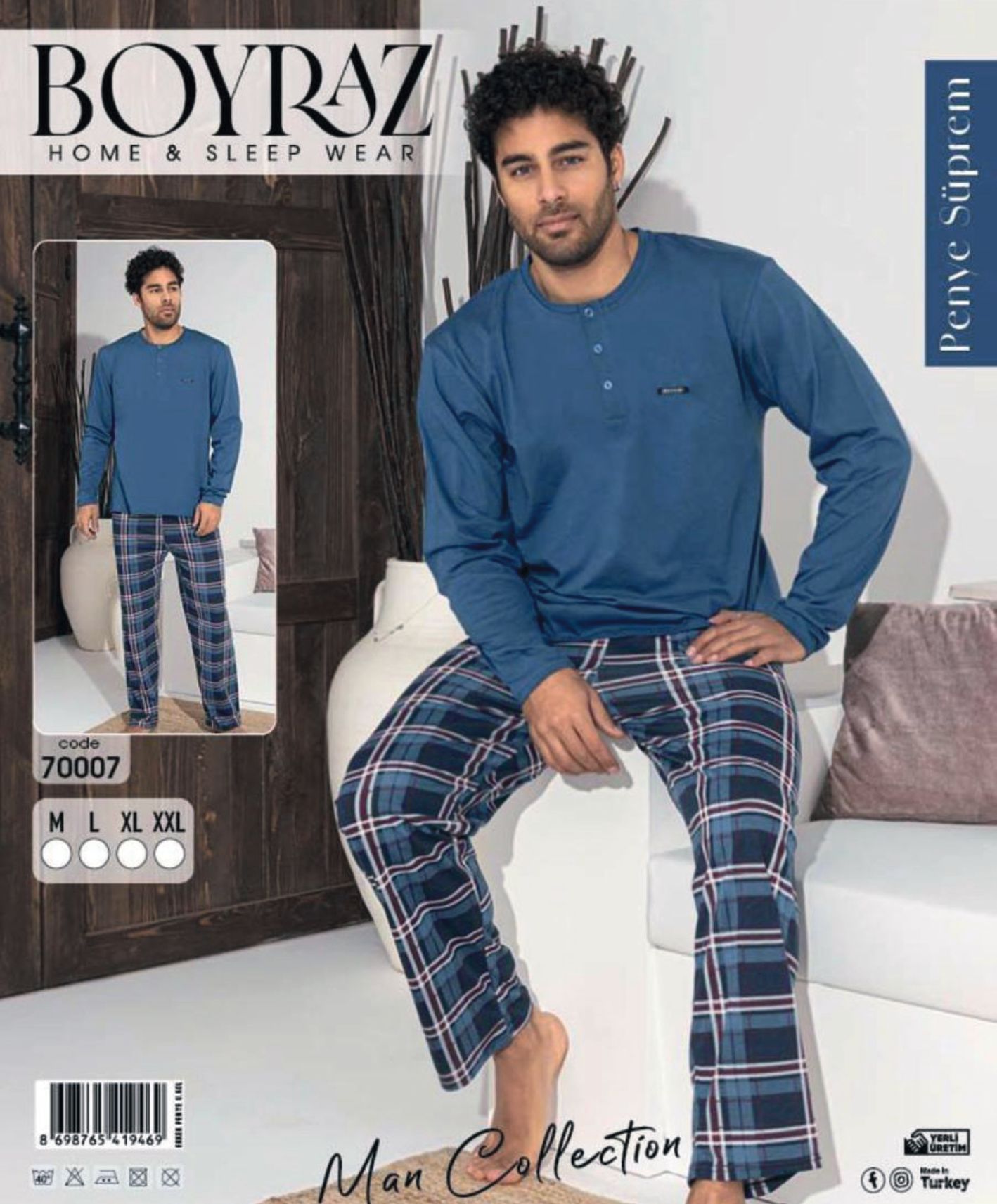 BOYRAZ 70007 ERKEK PENYE K.KOL PİJAMA TAKIM