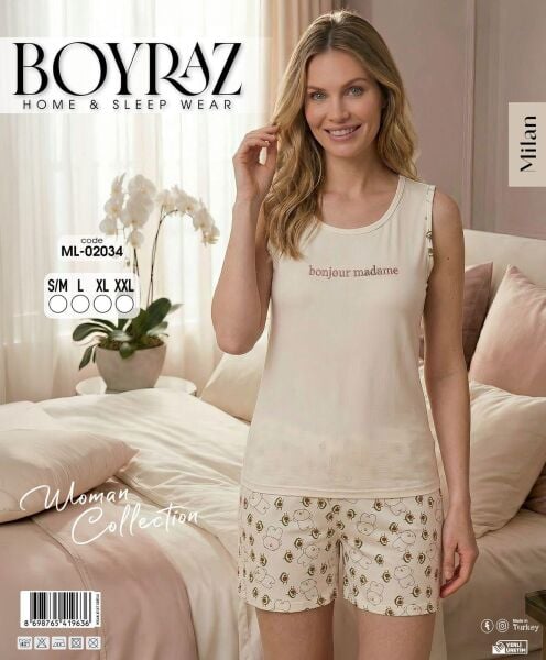 BOYRAZ 02034 MİLAN ATLET ŞORTLU PİJAMA TAKIM