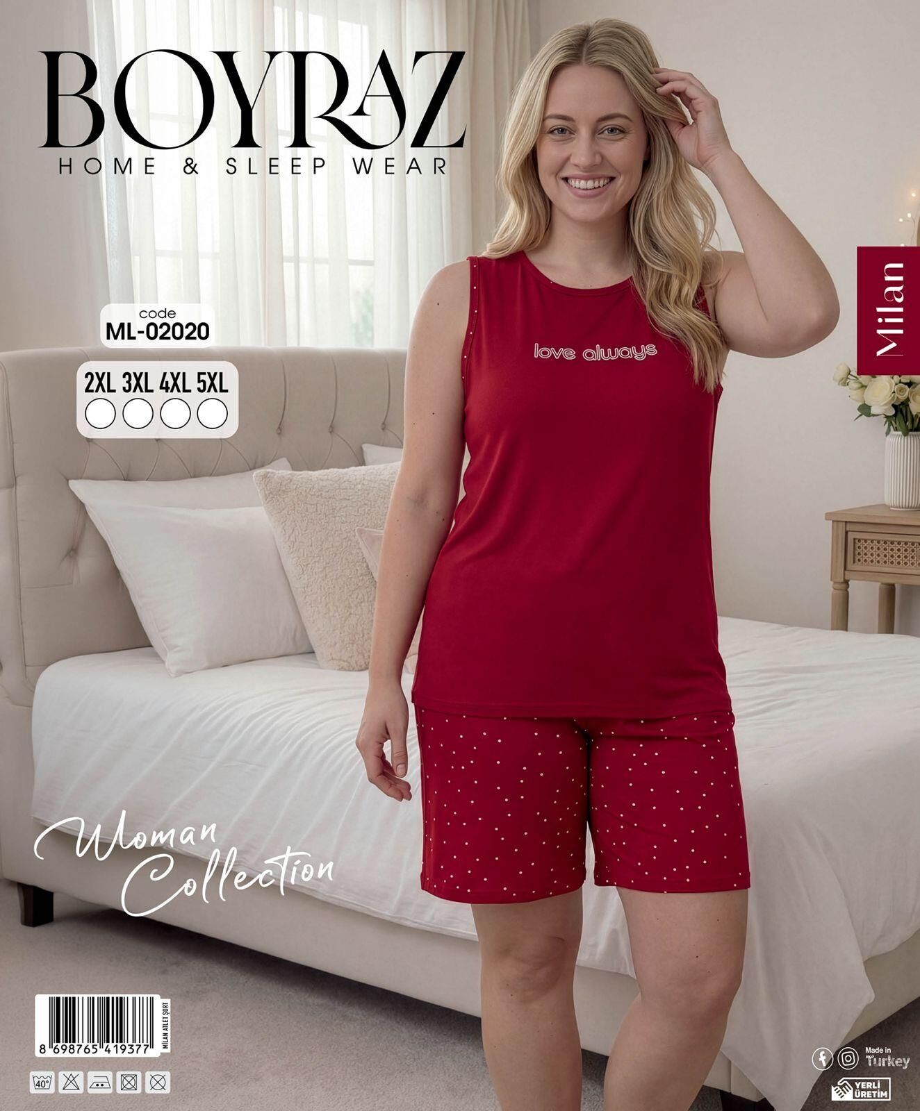 BOYRAZ 02020 MİLAN BATTAL KISAKOL ŞORTLU PİJAMA TK