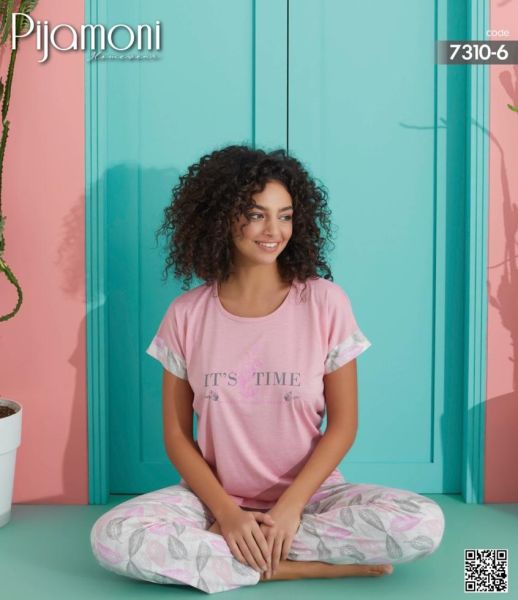 PİJAMONİ 7310-6 POLYVİSKON KISA KOL PİJAMA TAKIM