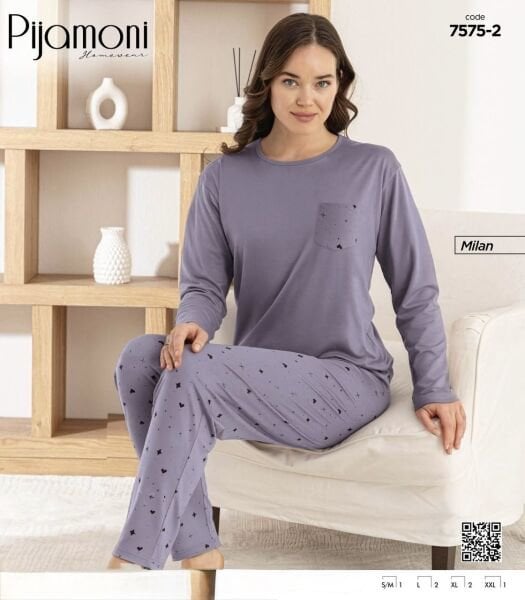 PİJAMONİ 7575-2 BAYAN MİLAN PİJAMA TAKIM