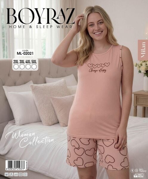 BOYRAZ 02021 MİLAN BATTAL KISAKOL ŞORTLU PİJAMA TK