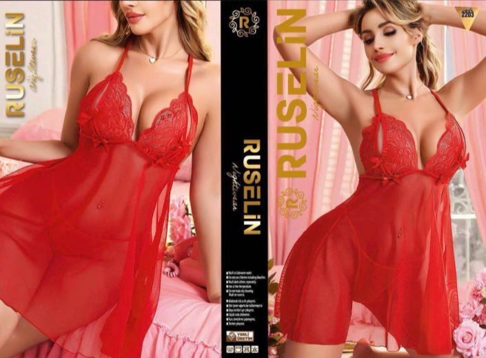 RUSELİN 2203 FANTAZİ KISA GECELİK 2 Lİ TAKIM