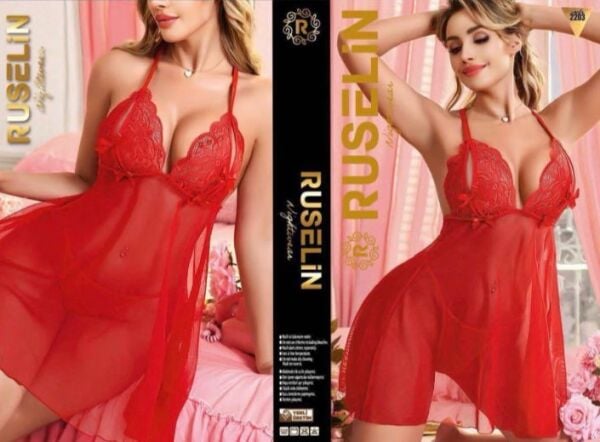 RUSELİN 2203 FANTAZİ KISA GECELİK 2 Lİ TAKIM