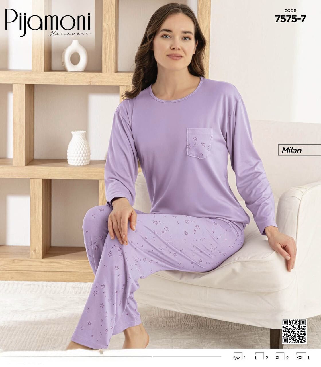 PİJAMONİ 7575-7 BAYAN MİLAN PİJAMA TAKIM