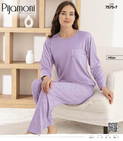PİJAMONİ 7575-7 BAYAN MİLAN PİJAMA TAKIM