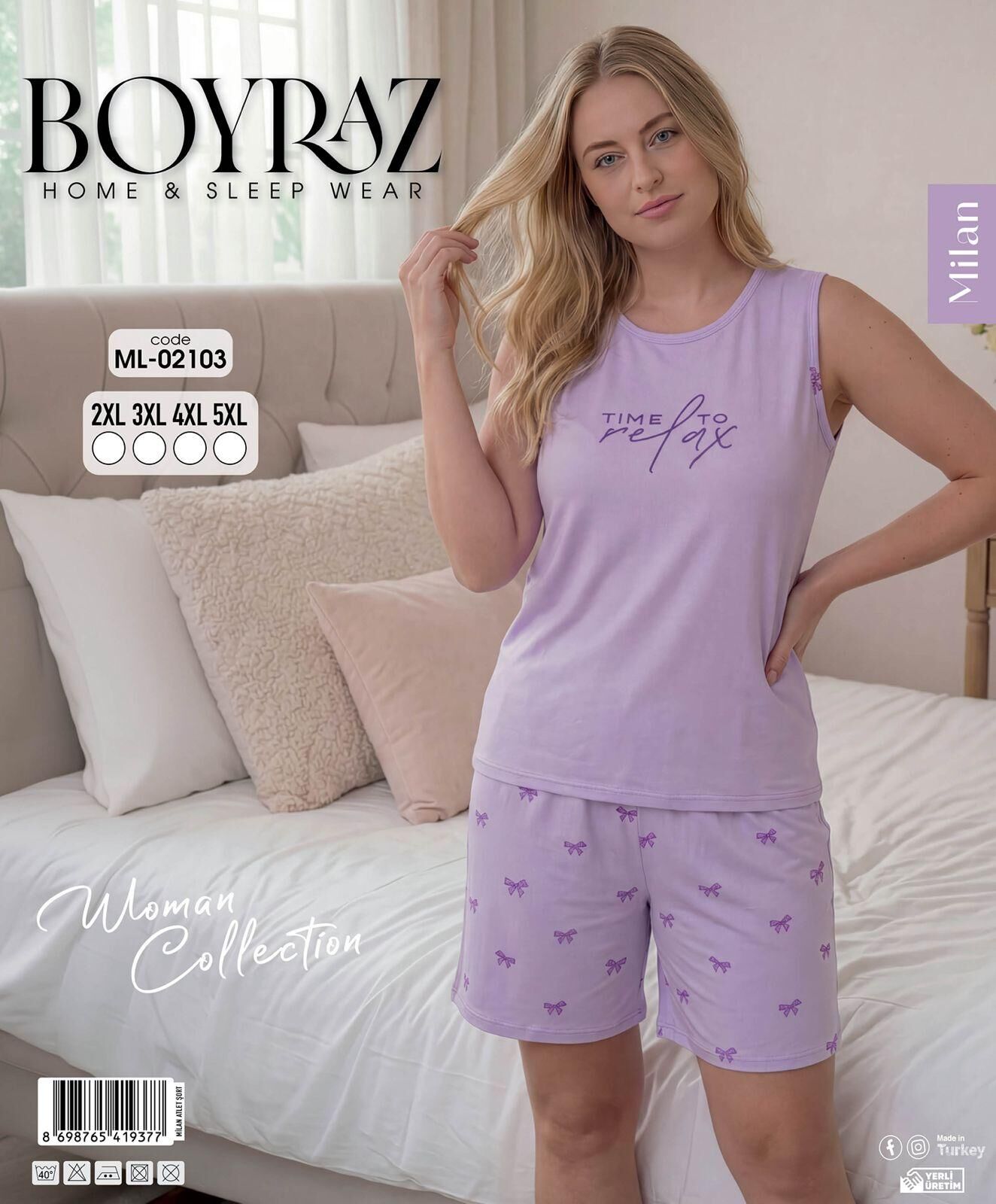 BOYRAZ 02103 MİLAN BATTAL KISAKOL ŞORTLU PİJAMA TK