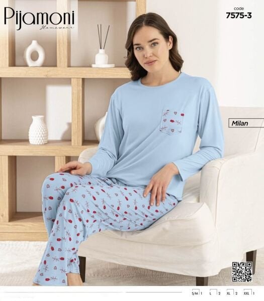 PİJAMONİ 7575-3 BAYAN MİLAN PİJAMA TAKIM